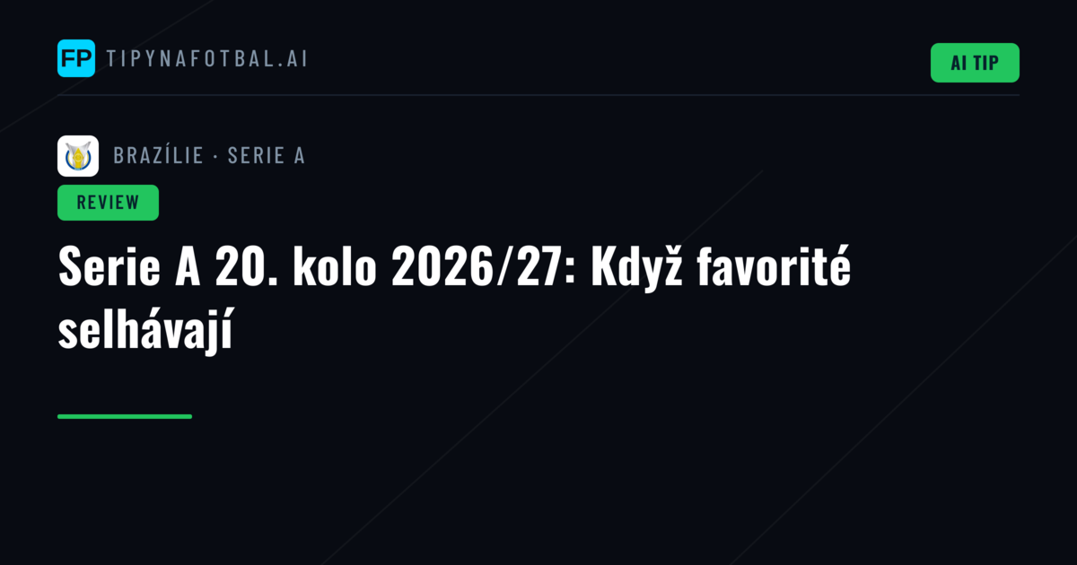 Serie A 20. kolo 2026/27: Když favorité selhávají