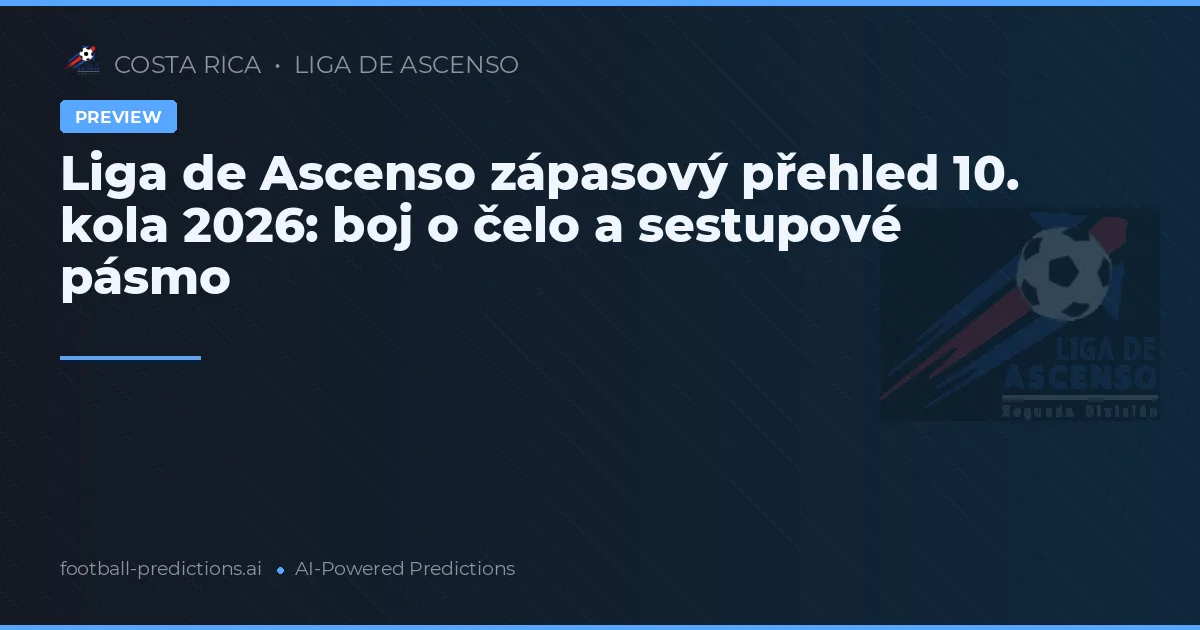 Liga de Ascenso zápasový přehled 10. kola 2026: boj o čelo a sestupové pásmo