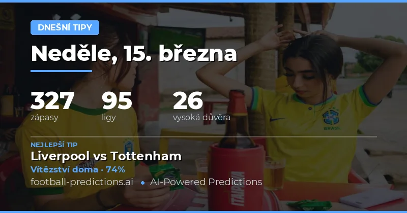 Fotbalové predikce Dnes 15 března 2026: nejlepší tipy