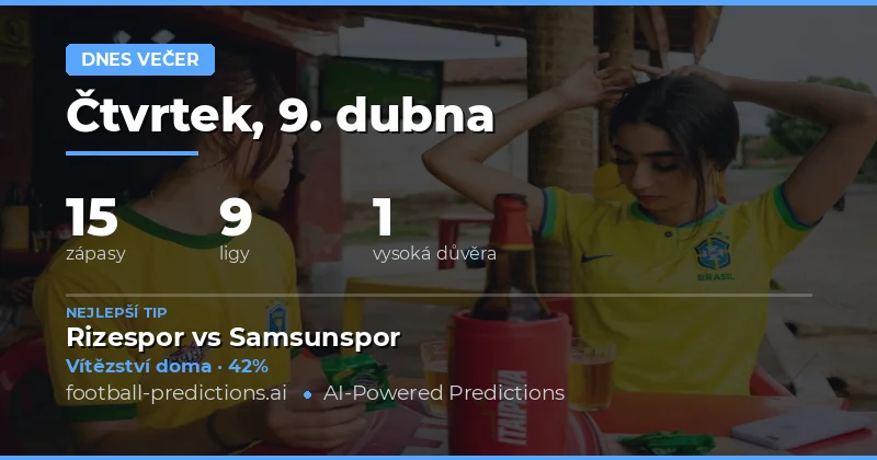 Přehled zápasů ve středu 9. dubna 2026