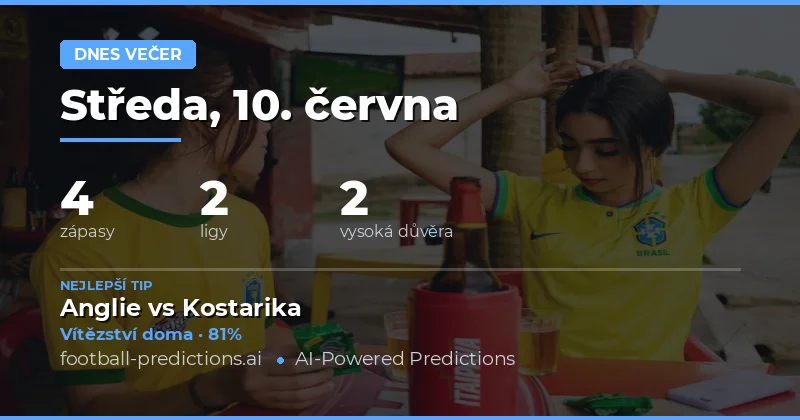 Fotbalové Tipy a Predikce — Středa, 10. června, 2026