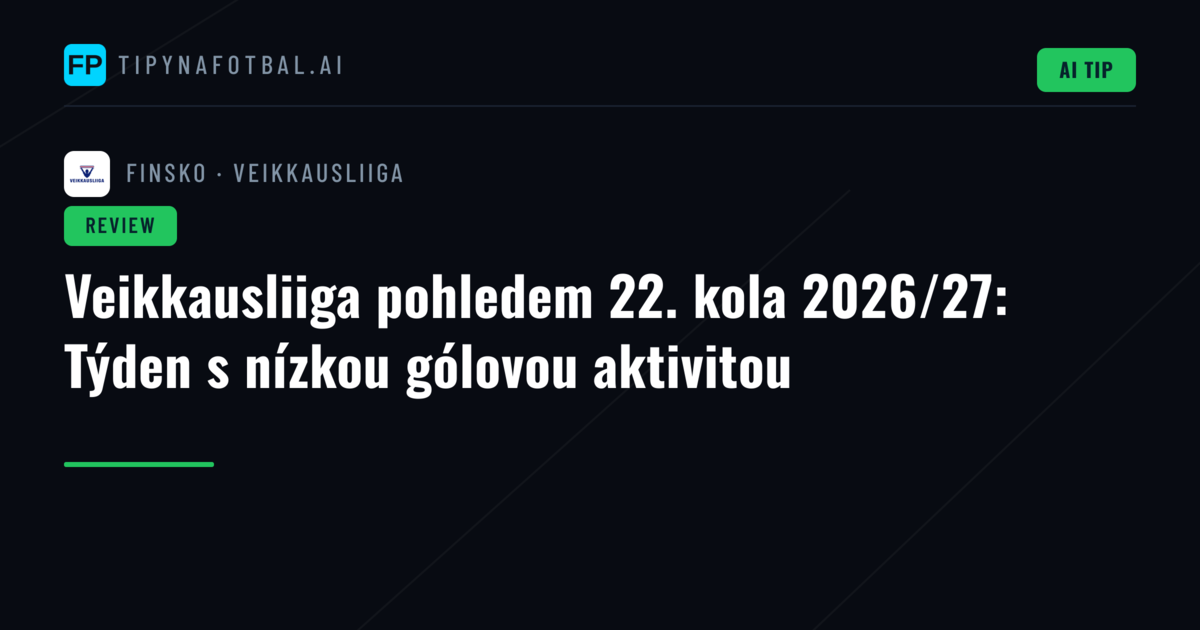 Veikkausliiga pohledem 22. kola 2026/27: Týden s nízkou gólovou aktivitou