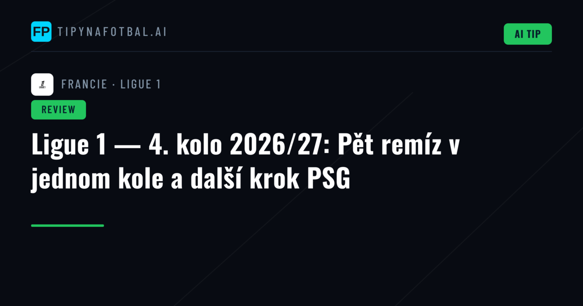 Ligue 1 — 4. kolo 2026/27: Pět remíz v jednom kole a další krok PSG