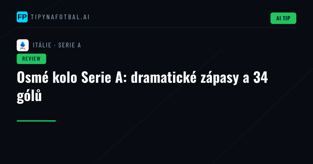 Osmé kolo Serie A: dramatické zápasy a 34 gólů