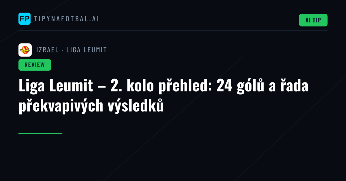 Liga Leumit – 2. kolo přehled: 24 gólů a řada překvapivých výsledků