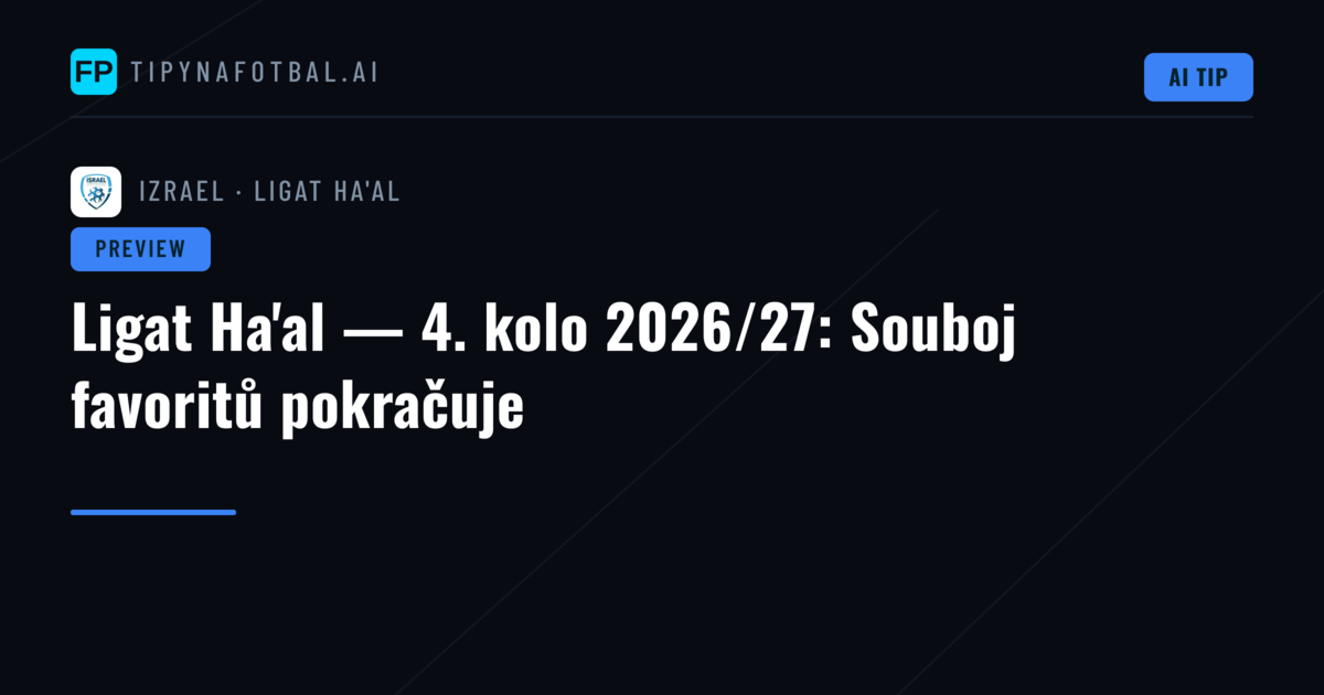 Ligat Ha'al — 4. kolo 2026/27: Souboj favoritů pokračuje