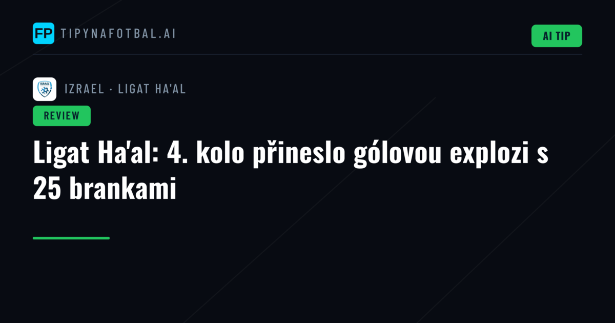 Ligat Ha'al: 4. kolo přineslo gólovou explozi s 25 brankami
