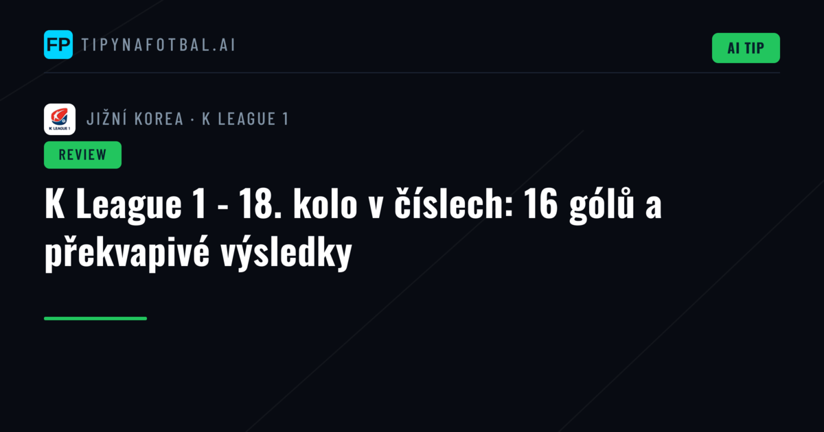 K League 1 - 18. kolo v číslech: 16 gólů a překvapivé výsledky