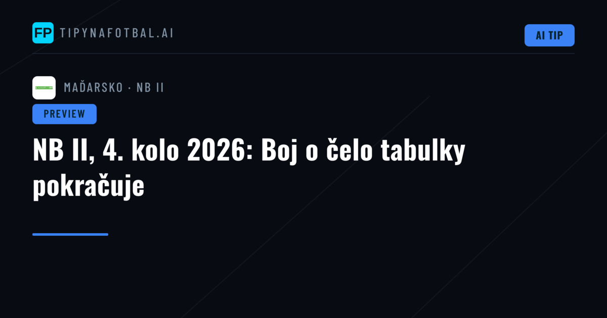 NB II, 4. kolo 2026: Boj o čelo tabulky pokračuje