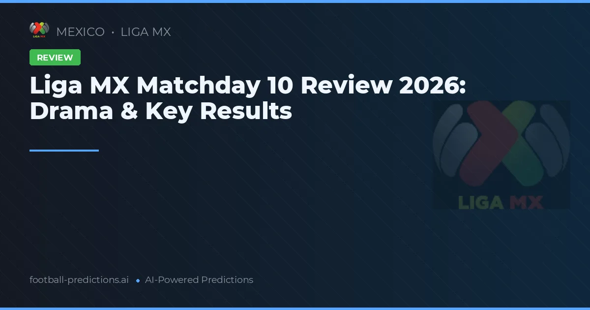 Liga MX Matchday 10 Review 2026: Drama & Key Results
