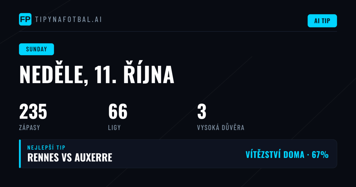 Top tipy na neděli 11. října 2026