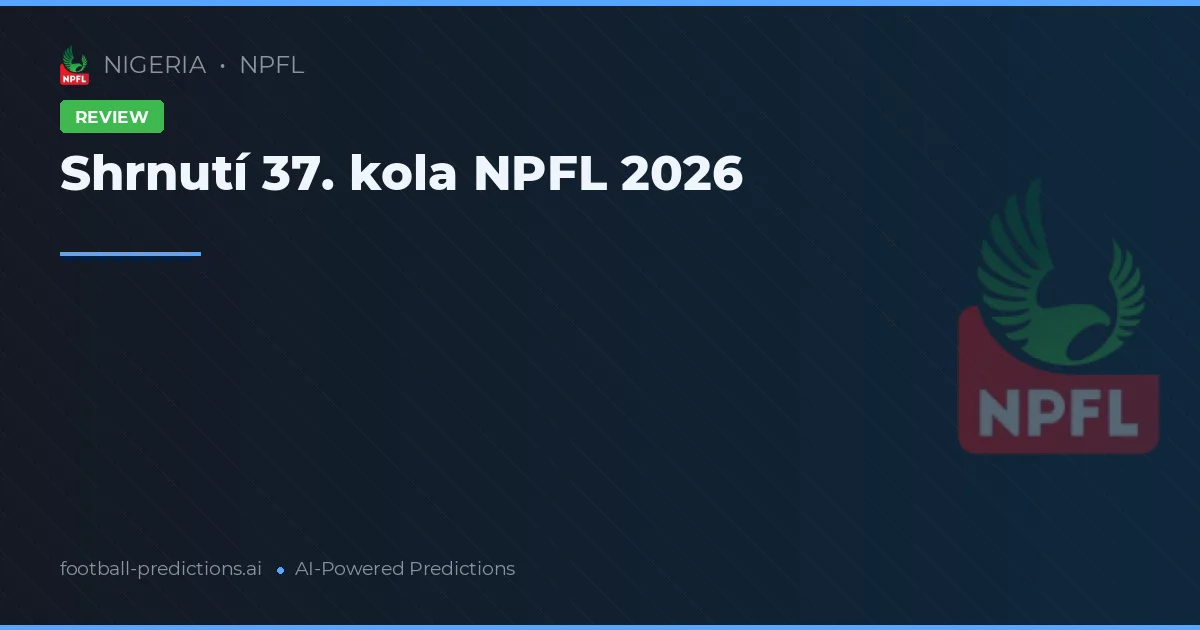 Shrnutí 37. kola NPFL 2026