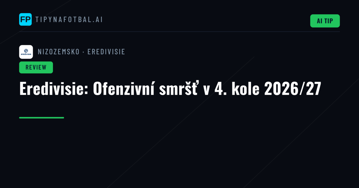 Eredivisie: Ofenzivní smršť v 4. kole 2026/27