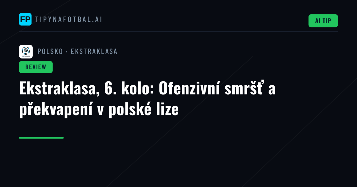 Ekstraklasa, 6. kolo: Ofenzivní smršť a překvapení v polské lize