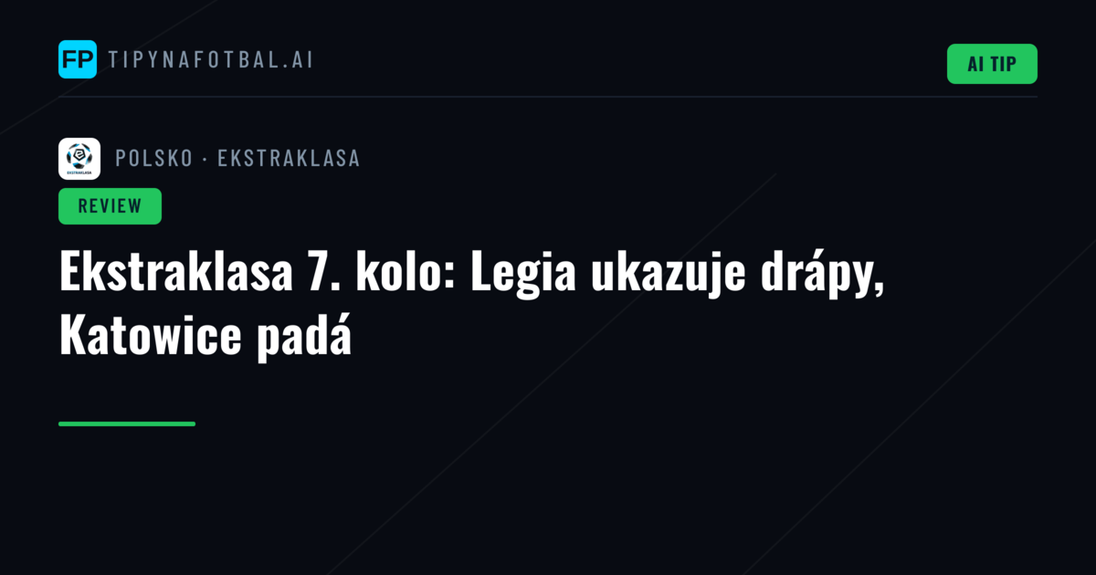 Ekstraklasa 7. kolo: Legia ukazuje drápy, Katowice padá
