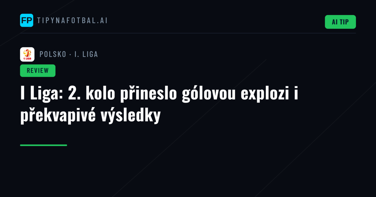 I Liga: 2. kolo přineslo gólovou explozi i překvapivé výsledky