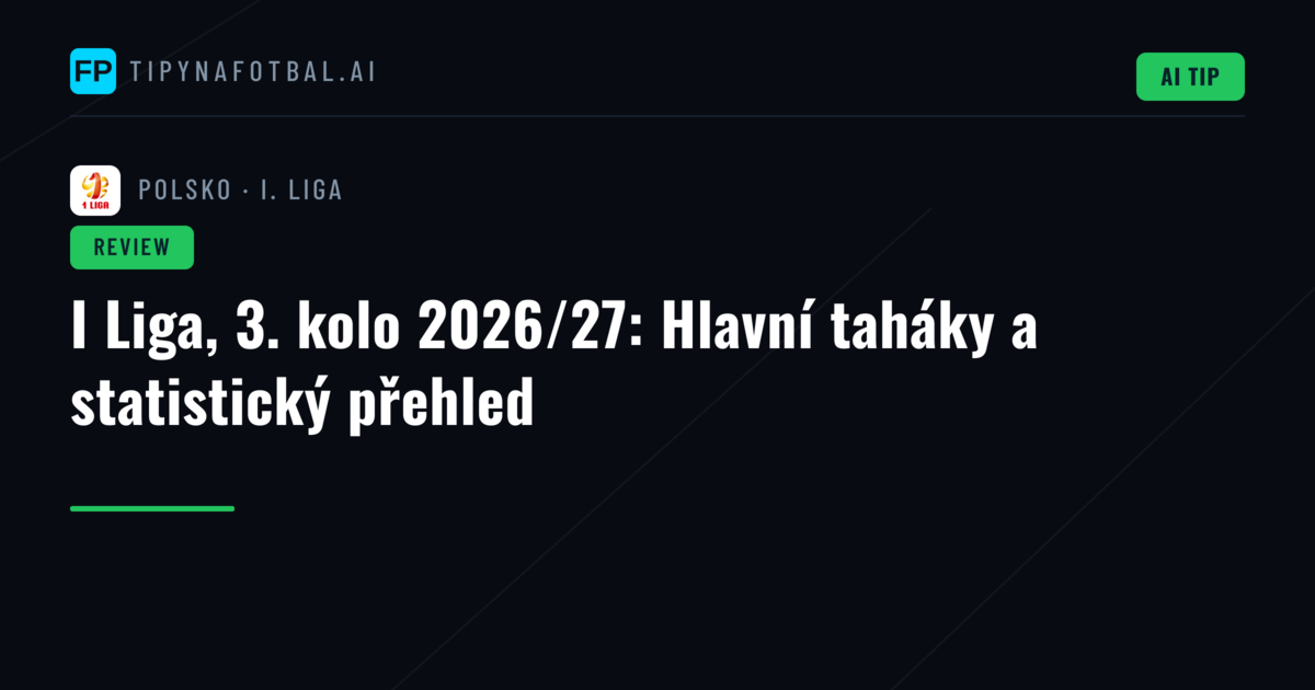 I Liga, 3. kolo 2026/27: Hlavní taháky a statistický přehled