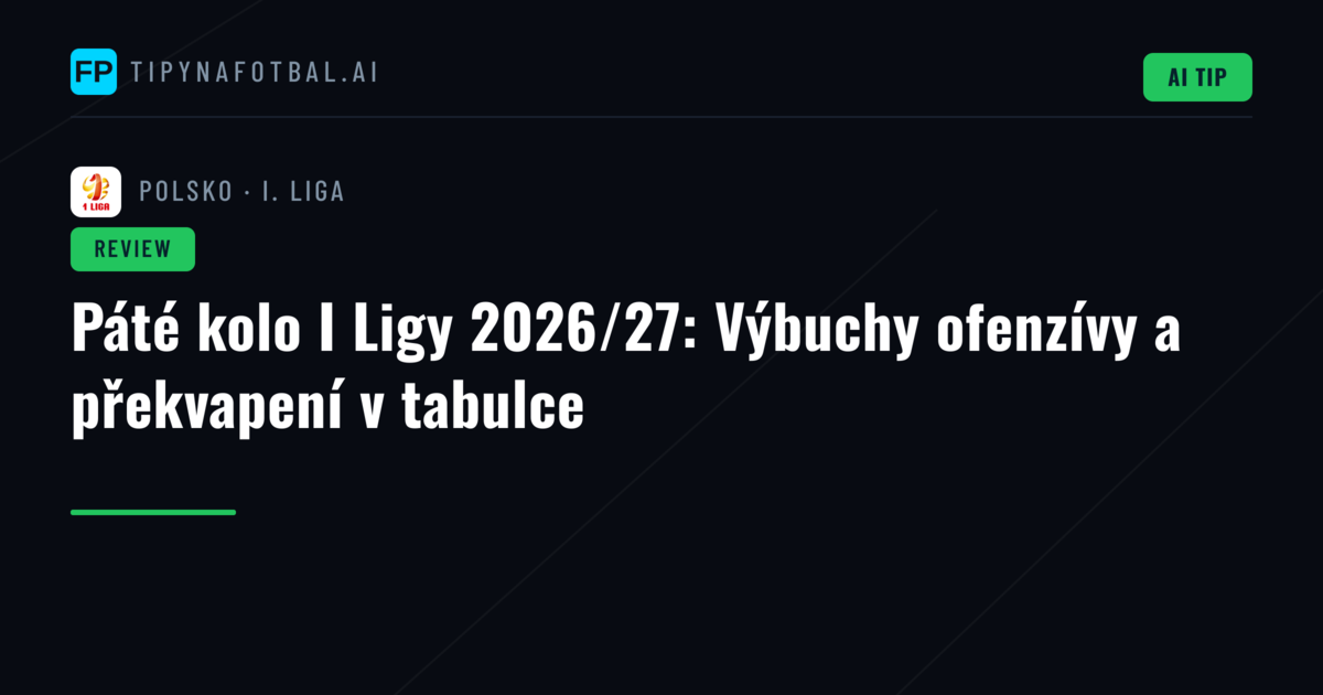 Páté kolo I Ligy 2026/27: Výbuchy ofenzívy a překvapení v tabulce