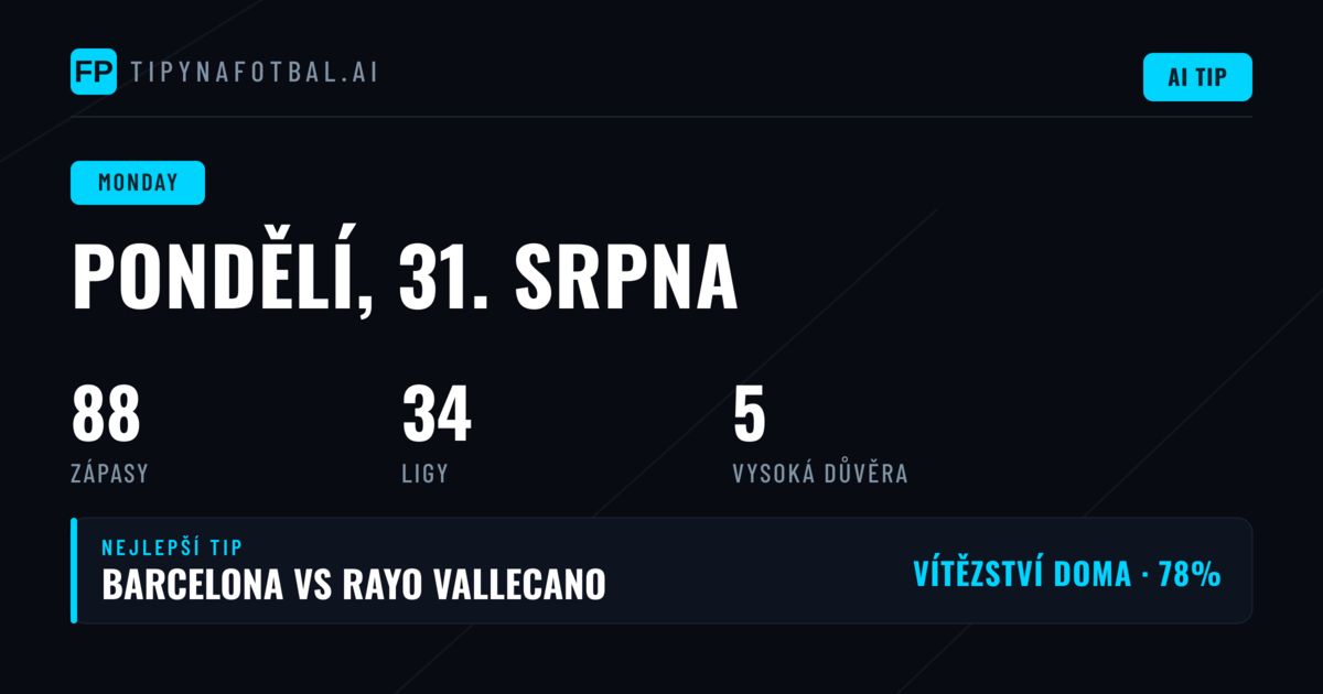 Top tipy na pondělí 31. 8. 2026