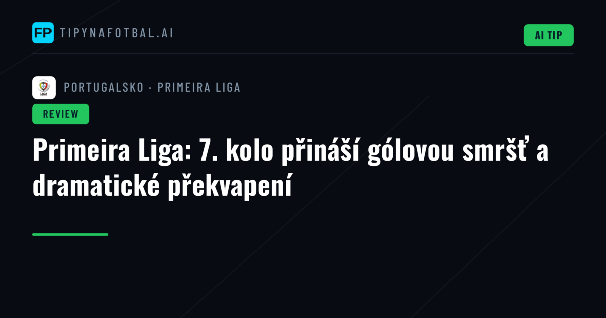 Primeira Liga: 7. kolo přináší gólovou smršť a dramatické překvapení