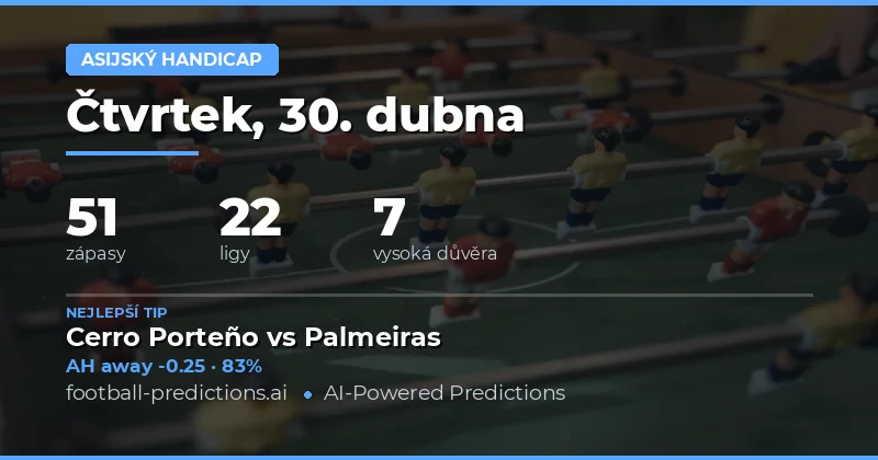 Přehled sázek na fotbalové zápasy dne 30. dubna 2026
