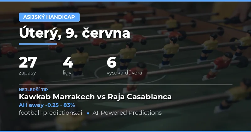 Asijský handicap: Kompletní přehled zápasů 9. června 2026