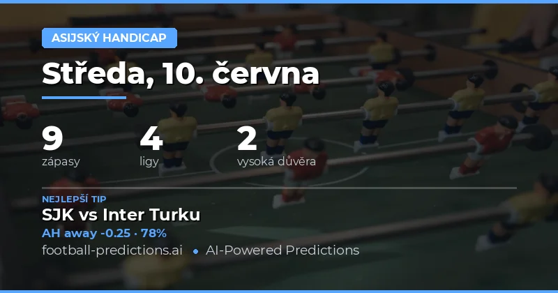 Asijský handicap — Fotbalové Tipy a Predikce — Středa, 10. června, 2026