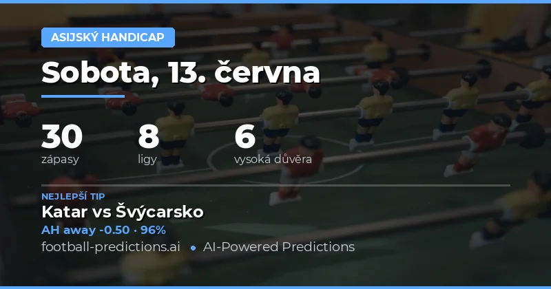 Nejlepší AH tipy na 13. června 2026