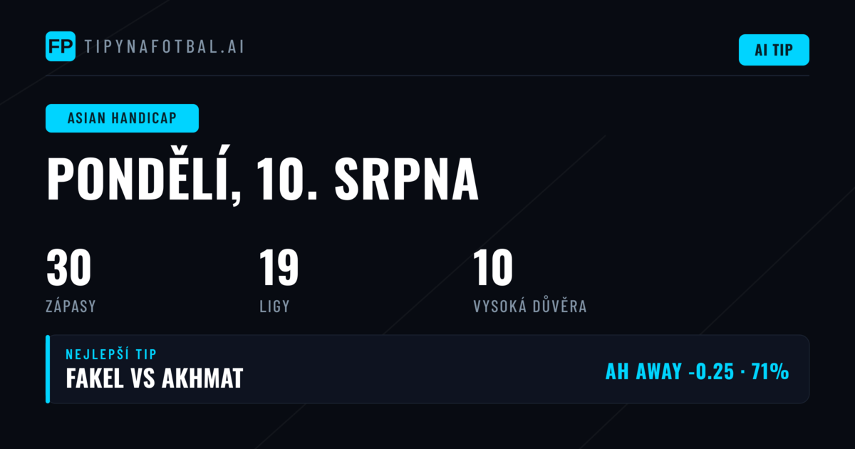 Nejlepší AH tipy na 10. srpna 2026
