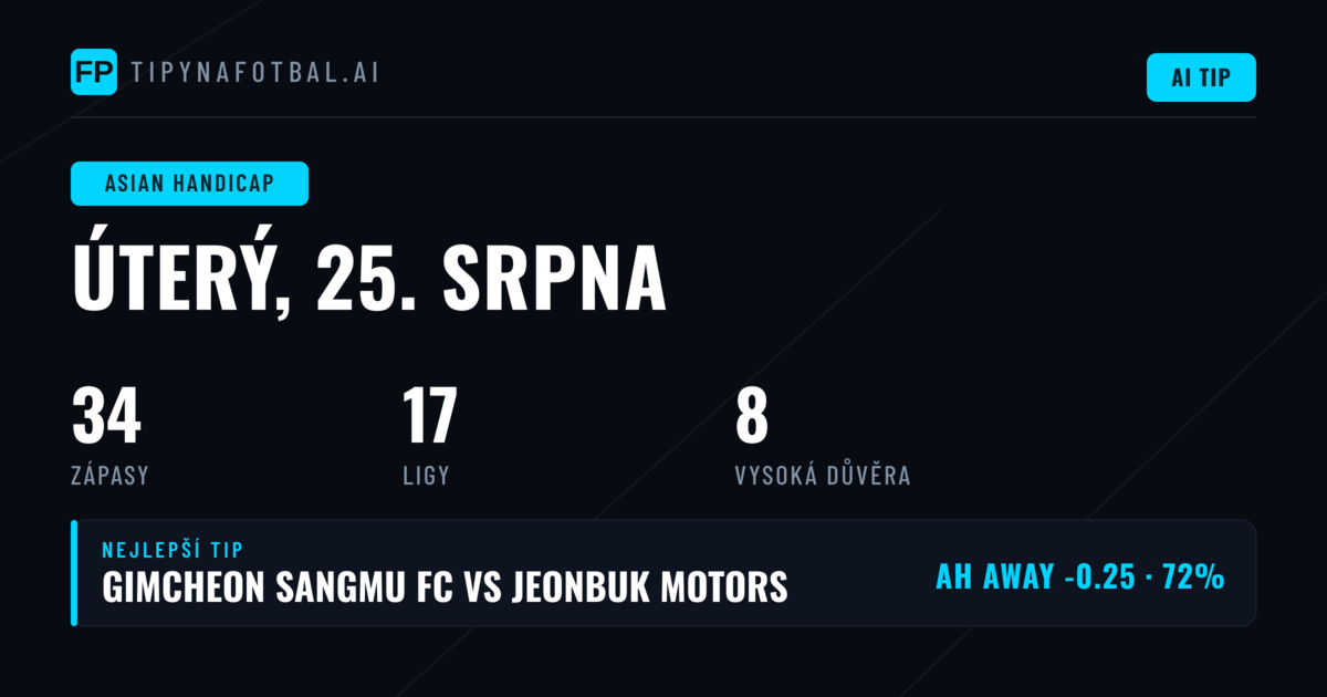 Nejlepší AH tipy pro 25. srpna 2026