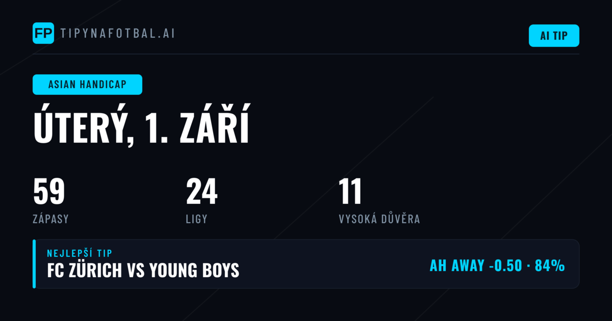 Nejlepší AH tipy na 1. září 2026
