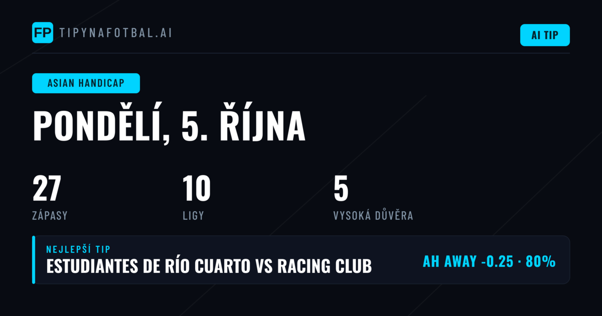 Top AH tipy na 5. října 2026
