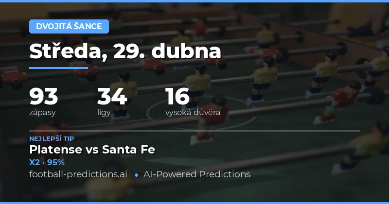 Přehled příležitostí k sázce Double Chance na 29. dubna 2026