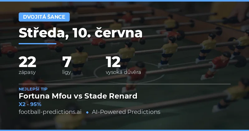 Dvojitá šance — Fotbalové Tipy a Predikce — Středa, 10. června, 2026