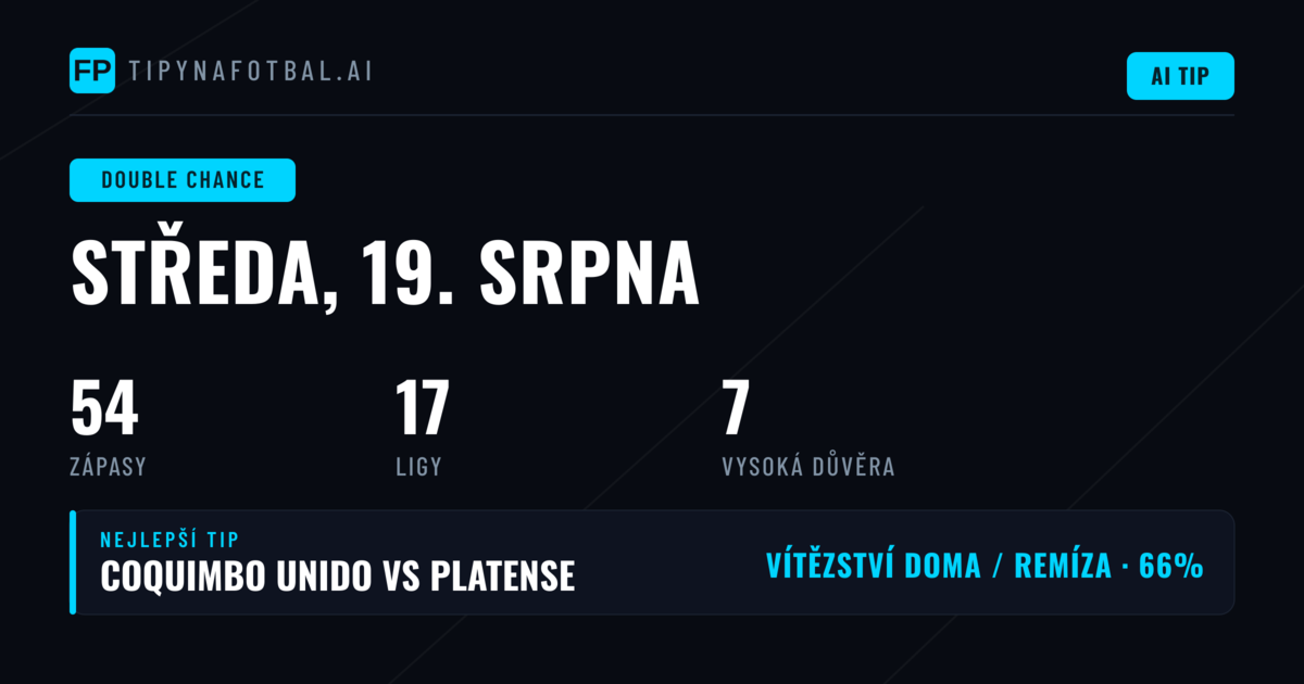 Top DC tipy na 19. srpna 2026