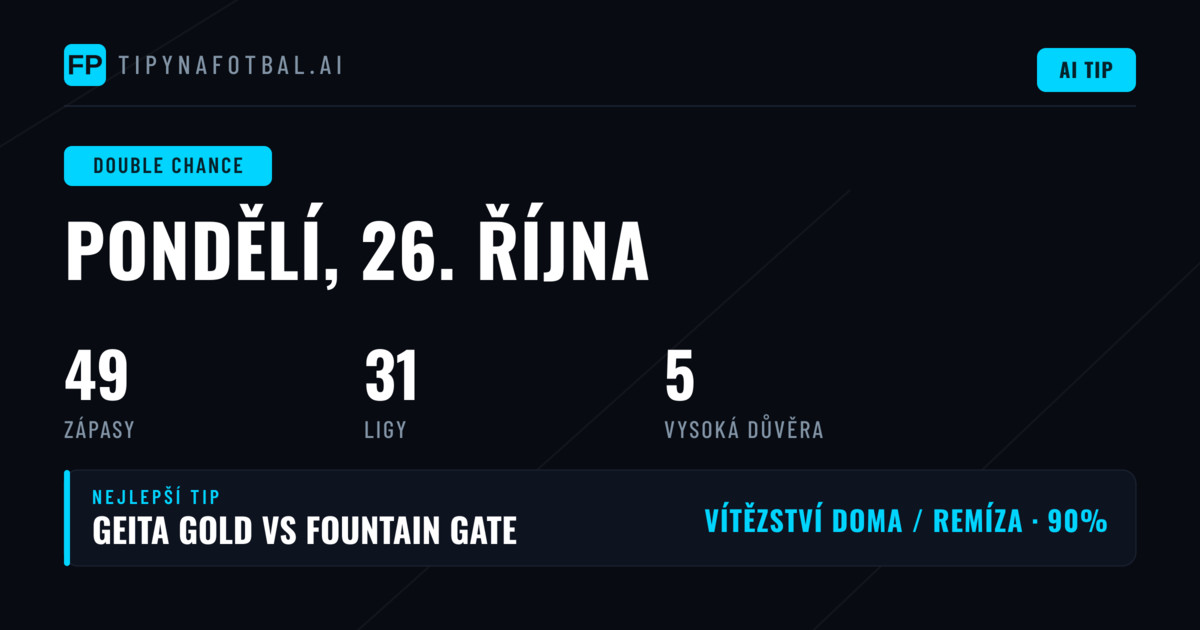 Nejlepší tipy DC na 26. října 2026