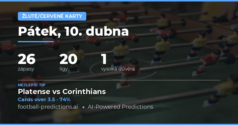 Přehled předpovědí žlutých karet pro 10. dubna 2026