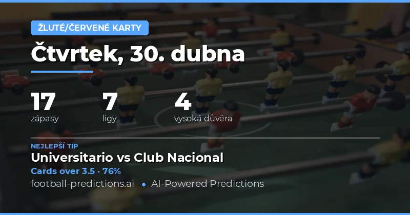 Přehled trhu s žlutými kartami pro 30. dubna 2026