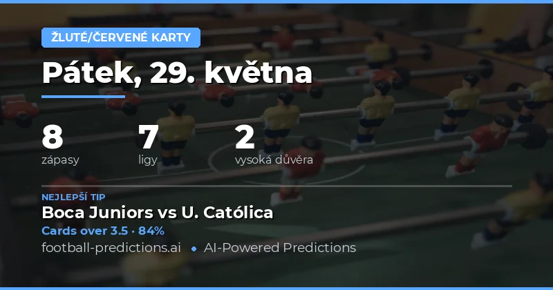 Předpovědi žlutých karet pro sobotu 29. května 2026