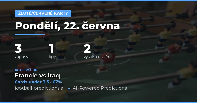 Top Yellow Cards O/U Picks pro 22. června 2026