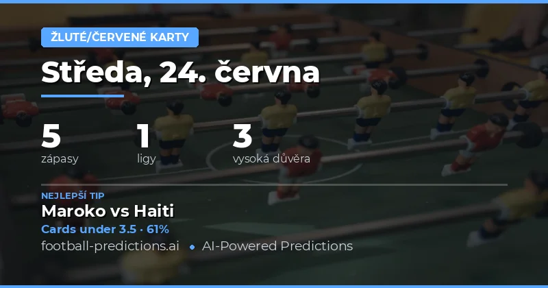 Nejlepší tipy na O/U žlutých karet pro 24. června 2026