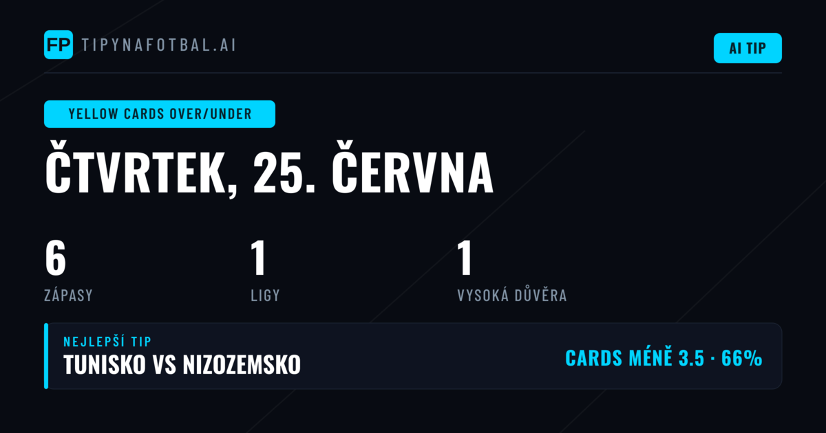Top Žluté karty O/U Tipy na 25. června 2026