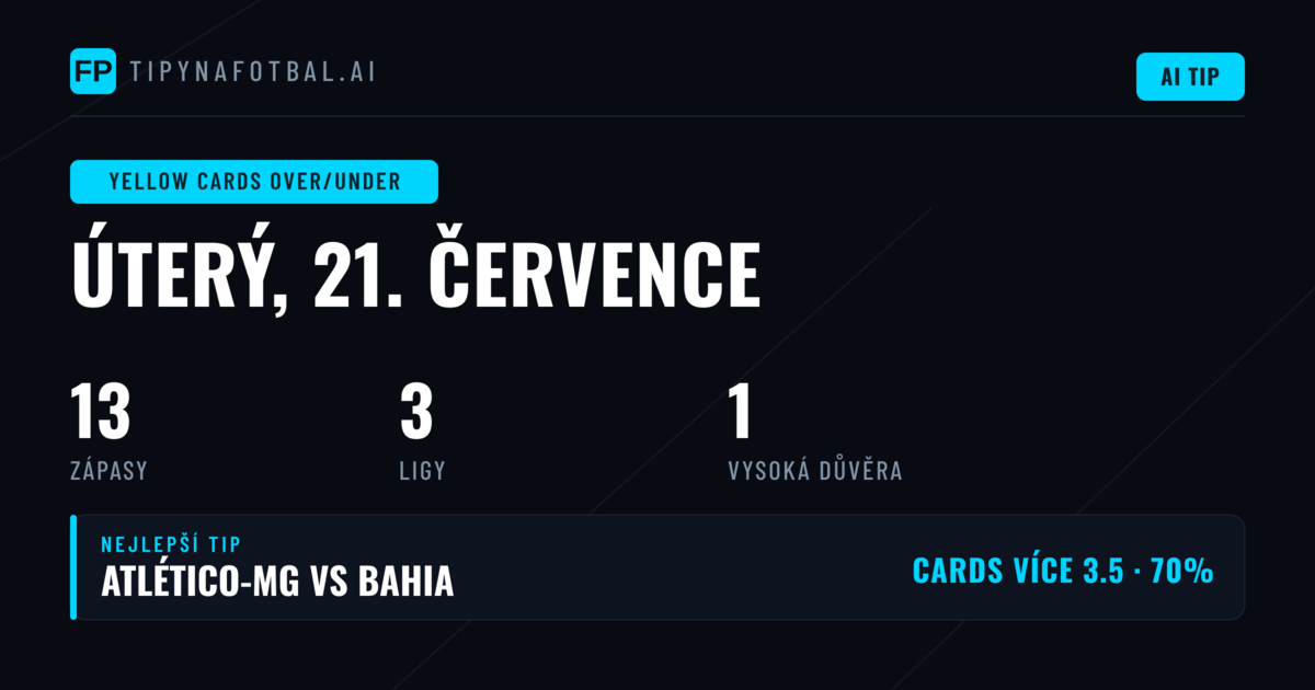 Top Žluté karty O/U Tipy na 21. července 2026