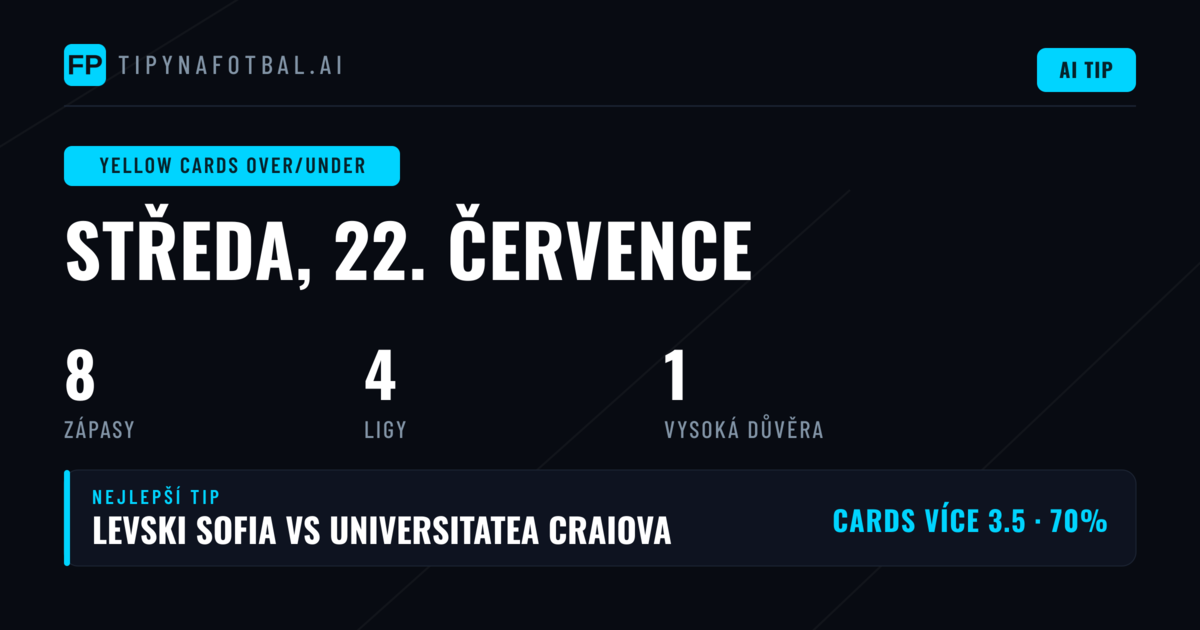 Top Žluté karty O/U tipy (22. července 2026)