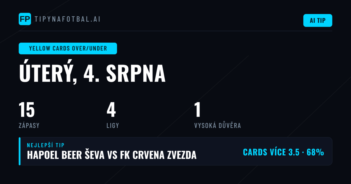 Top Yellow Cards O/U Picks pro 4. srpna 2026