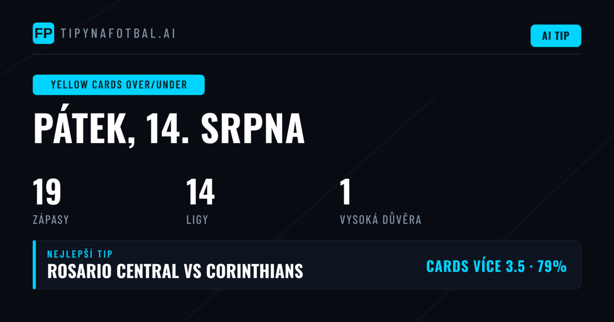 Top O/U Žluté karty tipy pro 14. 8. 2026