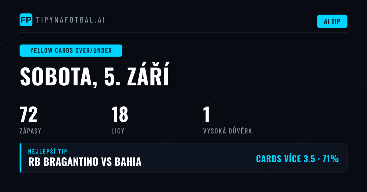 Top Žluté karty O/U tipy (5. září 2026)