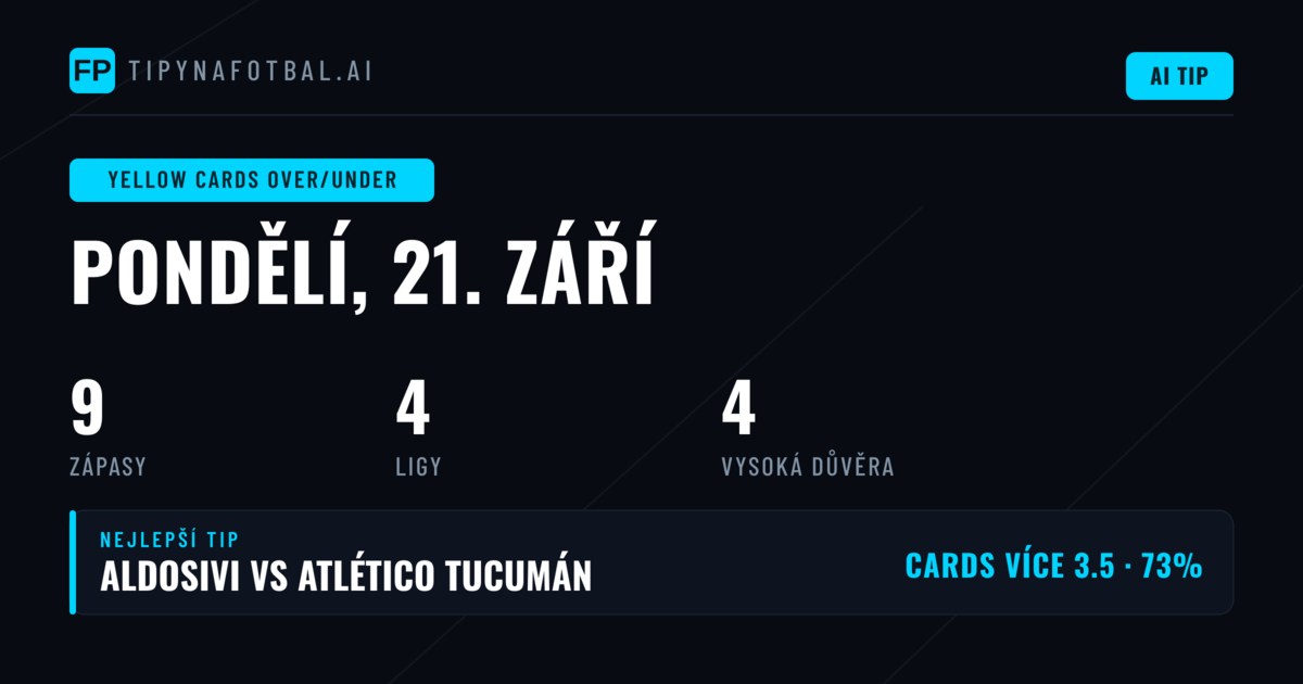 Nejlepší tipy na Karty O/U pro 21. září 2026