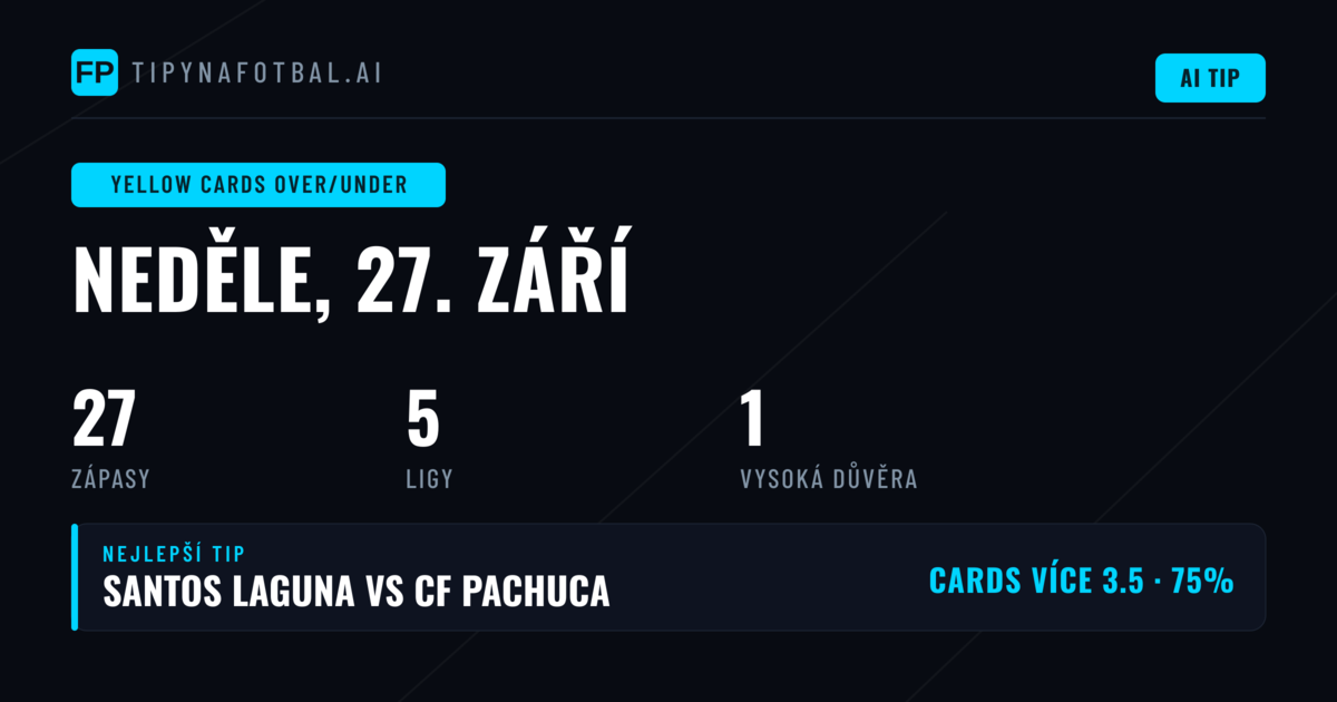 Top O/U Žluté karty tipy (27. září 2026)