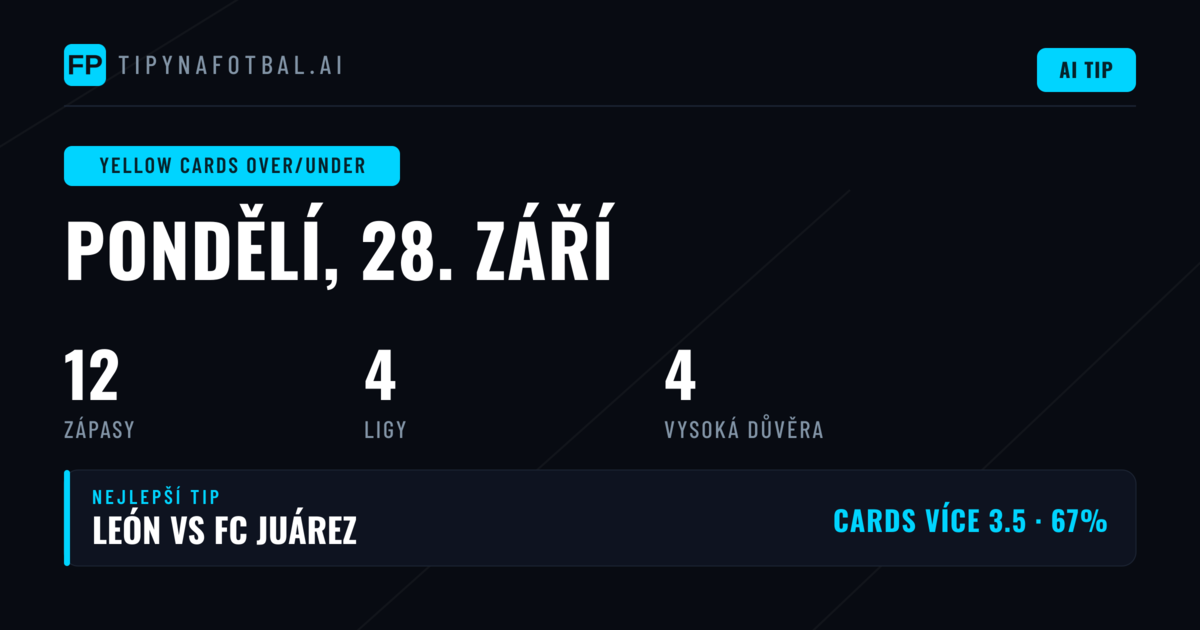Nejlepší O/U tipy na žluté karty pro 28. září 2026